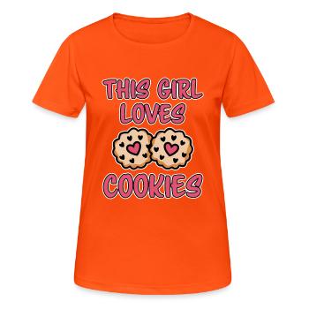 Cookies Disant Biscuits au Chocolat Cadeau de Cookie Drôle - T-shirt respirant Femme - orange néon - Devant - AI Model Female 172 dark (172cm)