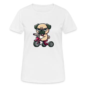 Drôle de carlin sur tricycle - T-shirt respirant Femme - blanc - Devant - AI Model Female 172 dark (172cm)