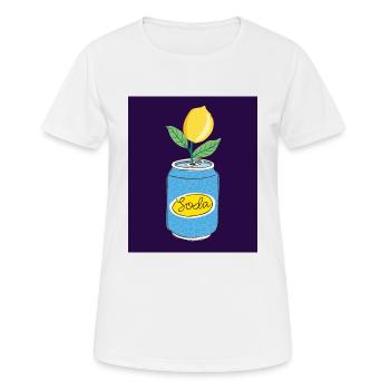 Lemon Soda Can with Fruit Branch – Quirky Art - Women's Breathable T-Shirt - white - Front - AI Model Female 172 dark (172cm)
