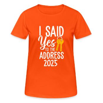 J’ai dit à l’adresse 2025 - T-shirt respirant Femme - orange néon - Devant - AI Model Female 172 dark (172cm)