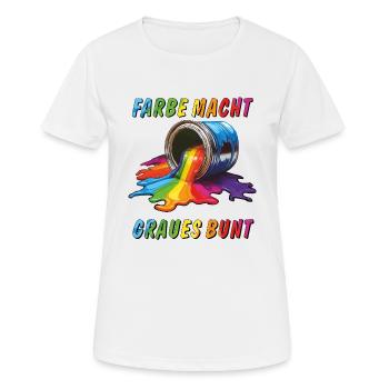 PAINT CAN: COLOUR MAKES GREY COLOURFUL - Women's Breathable T-Shirt - white - Front - AI Model Female 172 dark (172cm)