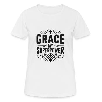 Gnade meine Superkraft - Frauen T-Shirt atmungsaktiv - Weiß - Vorne - AI Model Female 172 dark (172cm)