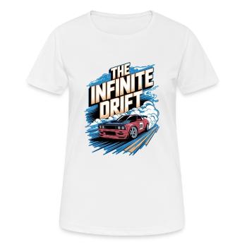 infinite drift - course voiture - T-shirt respirant Femme - blanc - Devant - AI Model Female 172 dark (172cm)