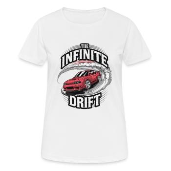 infinite drift - course voiture - T-shirt respirant Femme - blanc - Devant - AI Model Female 172 dark (172cm)