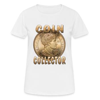 COIN COLLECTOR - Frauen T-Shirt atmungsaktiv - Weiß - Vorne - AI Model Female 172 dark (172cm)