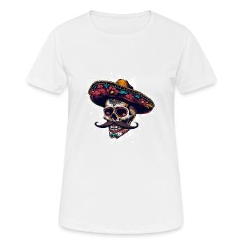 Crâne Mexicain Sombrero - T-shirt respirant Femme - blanc - Devant - AI Model Female 172 dark (172cm)
