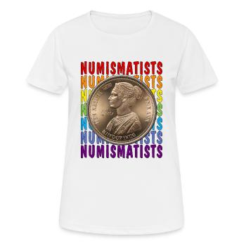 COINS NUMISMATISTS - Frauen T-Shirt atmungsaktiv - Weiß - Vorne - AI Model Female 172 dark (172cm)