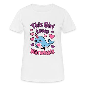 Narwal Spruch Narwale Lustiges Narwal Geschenk - Frauen T-Shirt atmungsaktiv - Weiß - Vorne - AI Model Female 172 dark (172cm)