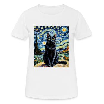 L’élégance féline la nuit L’élégance féline - T-shirt respirant Femme - blanc - Devant - AI Model Female 172 dark (172cm)