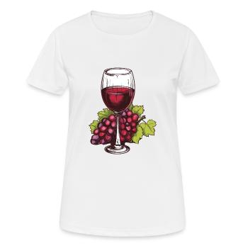 Verre à vin Raisins Vin - T-shirt respirant Femme - blanc - Devant - AI Model Female 172 dark (172cm)