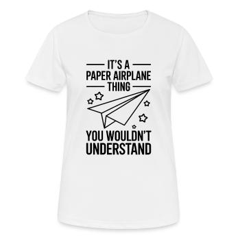 Avion en papier disant blague Avion en papier cadeau - T-shirt respirant Femme - blanc - Devant - AI Model Female 172 dark (172cm)