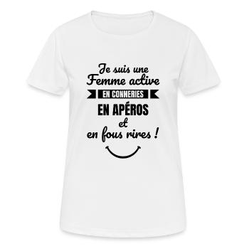 cadeau anniversaire beauf femme copine humour aper - T-shirt respirant Femme - blanc - Devant - AI Model Female 172 dark (172cm)