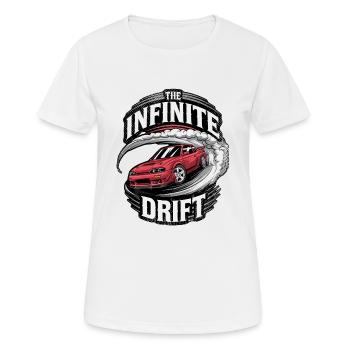 infinite drift - course voiture - T-shirt respirant Femme - blanc - Devant - AI Model Female 172 dark (172cm)