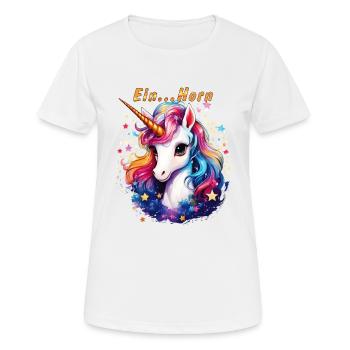 EIN...HORN - Frauen T-Shirt atmungsaktiv - Weiß - Vorne - AI Model Female 172 dark (172cm)