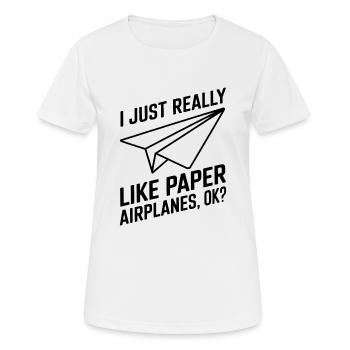 Avion en papier disant blague Avion en papier cadeau - T-shirt respirant Femme - blanc - Devant - AI Model Female 172 dark (172cm)