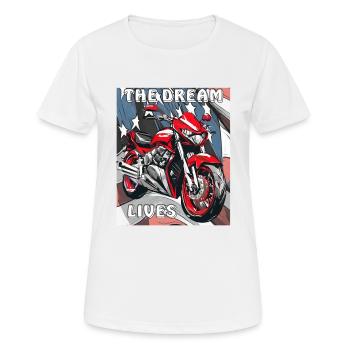 MOTORCYCLE AMERICA DRAPEAU LE RÊVE VIT - T-shirt respirant Femme - blanc - Devant - AI Model Female 172 dark (172cm)