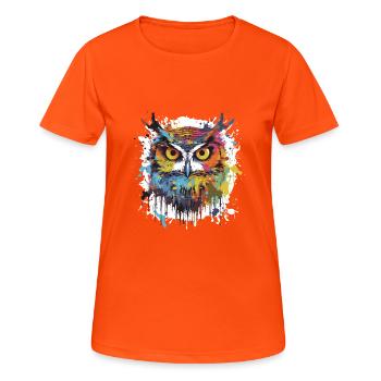 Portrait Tête De Hibou Pop Art - T-shirt respirant Femme - orange néon - Devant - AI Model Female 172 dark (172cm)