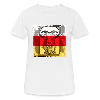 ZIEGE STALL - Frauen T-Shirt atmungsaktiv - Weiß - Vorne - AI Model Female 172 dark (172cm)