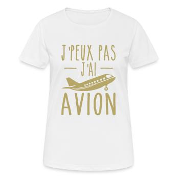 Ich kann nicht Ich habe Flugzeug Humor Luftfahrt Geschenk - Frauen T-Shirt atmungsaktiv - Weiß - Vorne - AI Model Female 172 dark (172cm)