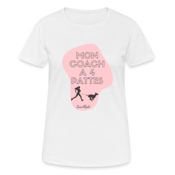 Canicross femme Mon coach a 4 pattes - T-shirt respirant Femme - blanc - Devant - AI Model Female 172 dark (172cm)
