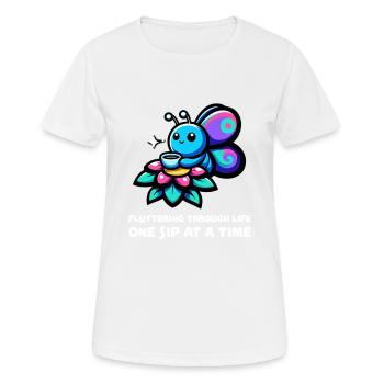 Fluttering Through Life Coffee Butterfly - Women's Breathable T-Shirt - white - Front - AI Model Female 172 dark (172cm)