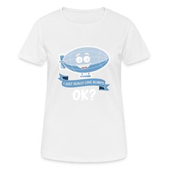 I Just Really Love Blimps OK? – Lustiges Cartoon-L - Frauen T-Shirt atmungsaktiv - Weiß - Vorne - AI Model Female 172 dark (172cm)