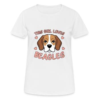 Beagle Fille Chiens Drôle Beagle Cadeau - T-shirt respirant Femme - blanc - Devant - AI Model Female 172 dark (172cm)