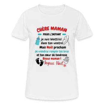 future maman, annonce de grossesse, cadeau de noël - T-shirt respirant Femme - blanc - Devant - AI Model Female 172 dark (172cm)