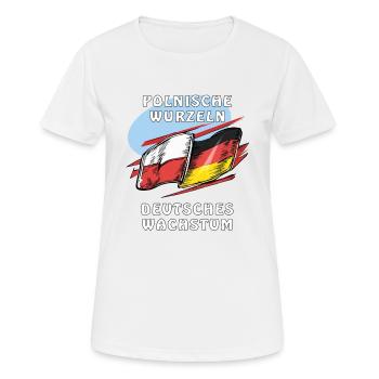 RACINES POLONAISES, CROISSANCE ALLEMANDE - T-shirt respirant Femme - blanc - Devant - AI Model Female 172 dark (172cm)