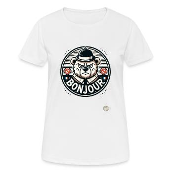 The French Gentle-Bear: Bonjour - Women's Breathable T-Shirt - white - Front - AI Model Female 172 dark (172cm)