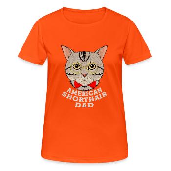 American Shorthair Dad Cat Kitten Father - Frauen T-Shirt atmungsaktiv - Neonorange - Vorne - AI Model Female 172 dark (172cm)
