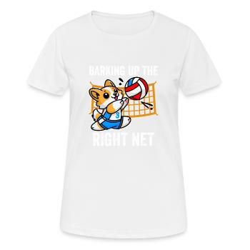 Aboyer sur le bon filet Humour drôle de chien corgi - T-shirt respirant Femme - blanc - Devant - AI Model Female 172 dark (172cm)