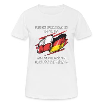RACINES EN POLOGNE, MAISON EN ALLEMAGNE - T-shirt respirant Femme - blanc - Devant - AI Model Female 172 dark (172cm)