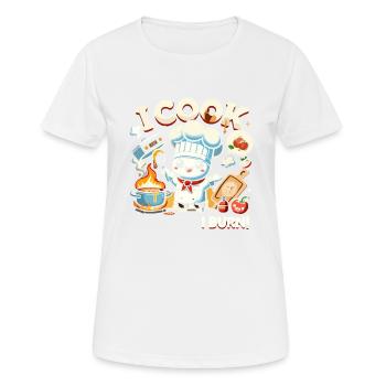 Ich koche, also brenne ich - Frauen T-Shirt atmungsaktiv - Weiß - Vorne - AI Model Female 172 dark (172cm)