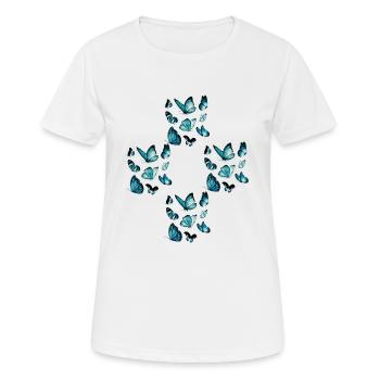 Schmetterlinge Schmetterling Kreuz Kreuze - Frauen T-Shirt atmungsaktiv - Weiß - Vorne - AI Model Female 172 dark (172cm)