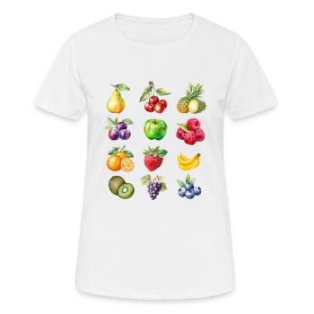 J’adore les fruits. Manger sainement, c’est mon alimentation - T-shirt respirant Femme - blanc - Devant - AI Model Female 172 dark (172cm)