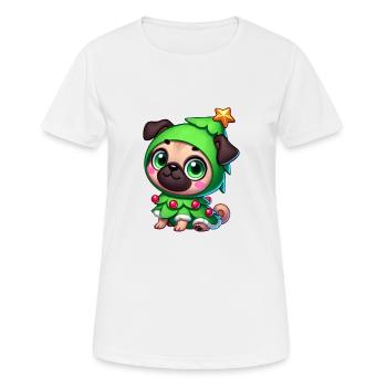 Lunatique Carlin Noël arbre de Noël dessin animé - T-shirt respirant Femme - blanc - Devant - AI Model Female 172 dark (172cm)