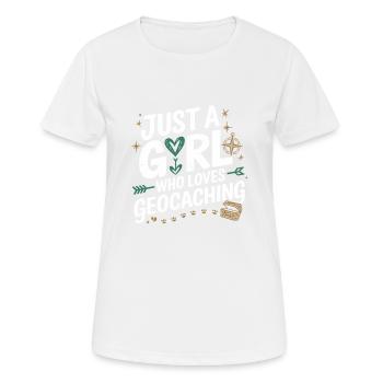 Juste une fille qui aime le géocaching - T-shirt respirant Femme - blanc - Devant - AI Model Female 172 dark (172cm)
