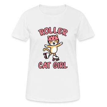 Roller Cat Girl Skating Girl Roller Skates Gift - Women's Breathable T-Shirt - white - Front - AI Model Female 172 dark (172cm)
