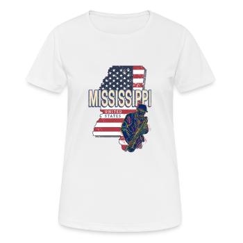 Mississippi États-Unis Carte murale rétro - T-shirt respirant Femme - blanc - Devant - AI Model Female 172 dark (172cm)