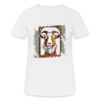 CHÈVRE REGARDANT HORS DE LA GRANGE - T-shirt respirant Femme - blanc - Devant - AI Model Female 172 dark (172cm)