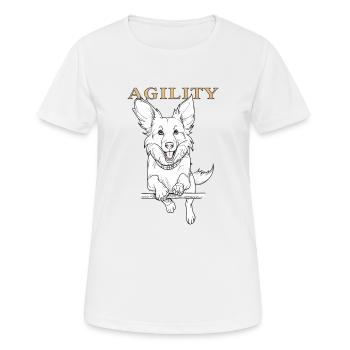 AGILITÉ DU CHIEN - T-shirt respirant Femme - blanc - Devant - AI Model Female 172 dark (172cm)