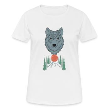 love dog head graphic in nature in the forest - Frauen T-Shirt atmungsaktiv - Weiß - Vorne - AI Model Female 172 dark (172cm)