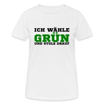 Die grünen - Frauen T-Shirt atmungsaktiv - Weiß - Vorne - AI Model Female 172 dark (172cm)