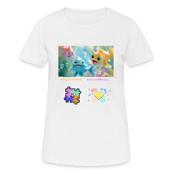 Pêcher l’amitié Accepter les différences - T-shirt respirant Femme - blanc - Devant - AI Model Female 172 dark (172cm)