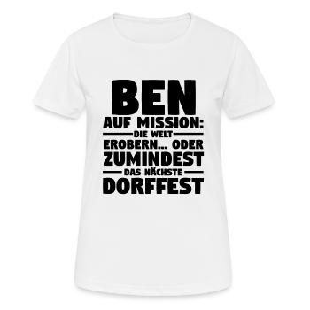 Prénom Ben - T-shirt respirant Femme - blanc - Devant - AI Model Female 172 dark (172cm)