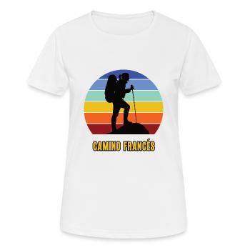 Camino Francés Jakobsweg Pilgerweg Pilgern Pilger - Frauen T-Shirt atmungsaktiv - Weiß - Vorne - AI Model Female 172 dark (172cm)