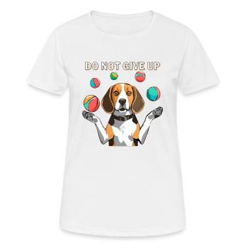 BEAGLE JUGGLES DO NOT GIVE UP - Women's Breathable T-Shirt - white - Front - AI Model Female 172 dark (172cm)