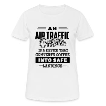 Air Traffic Controller - Women's Breathable T-Shirt - white - Front - AI Model Female 172 dark (172cm)