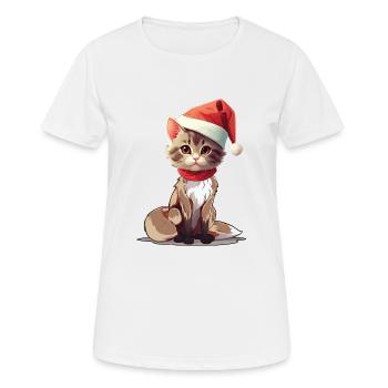 Chat Noël Animaux de compagnie Noël pour animaux de compagnie - T-shirt respirant Femme - blanc - Devant - AI Model Female 172 dark (172cm)